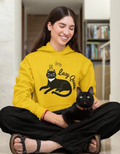 Lazy Cat Queen Feminist Hoodie