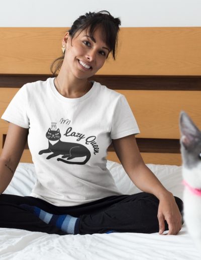 Lazy Cat Queen Feminist Organic T-Shirt