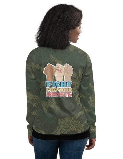 Fight For Your Rights Feminist Camo Bomber Jacket