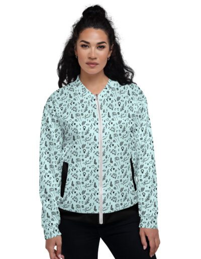 GRL PWR Feminist Doodle Bomber Jacket