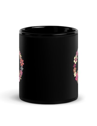 Flower Power Peace Black Mug