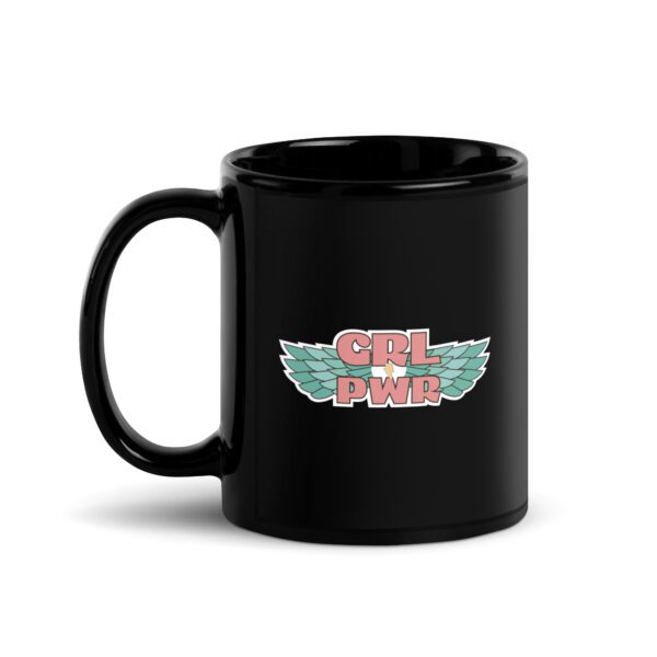 GRL PWR Wings Feminist Black Mug