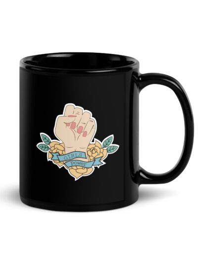 Girls Power Feminist Black Mug