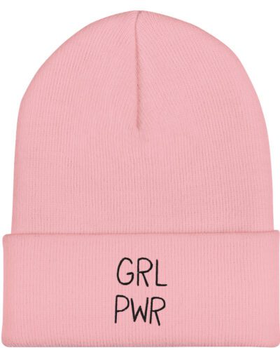 GRL PWR Feminist Embroidered Cuffed Beanie