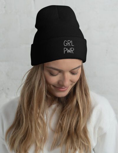 GRL PWR Feminist Embroidered Cuffed Beanie