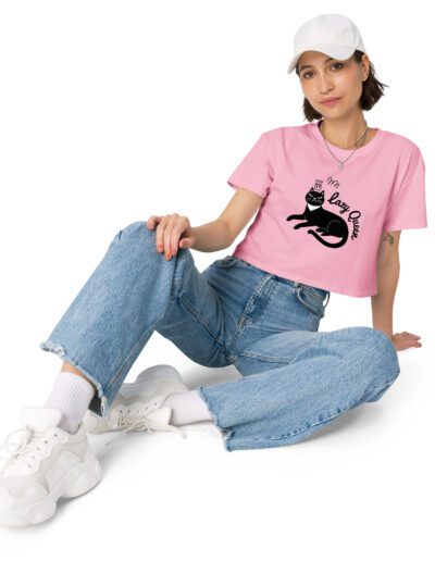 Lazy Cat Queen Feminist Crop Top