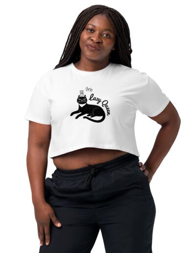 Lazy Cat Queen Feminist Crop Top