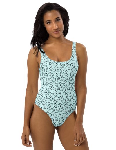 GRL PWR Feminist Doodle One-Piece Swimsuit