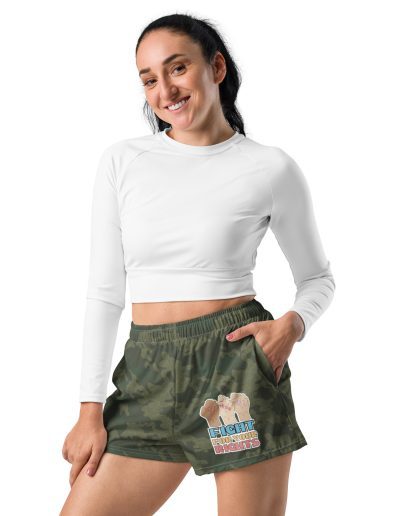 Fight For Your Rights Feminist Camo Recycled Shorts