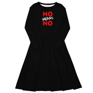 NO MEANS NO Feminist Long Sleeve Midi Dress