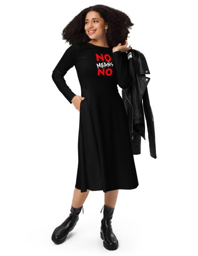 NO MEANS NO Feminist Long Sleeve Midi Dress