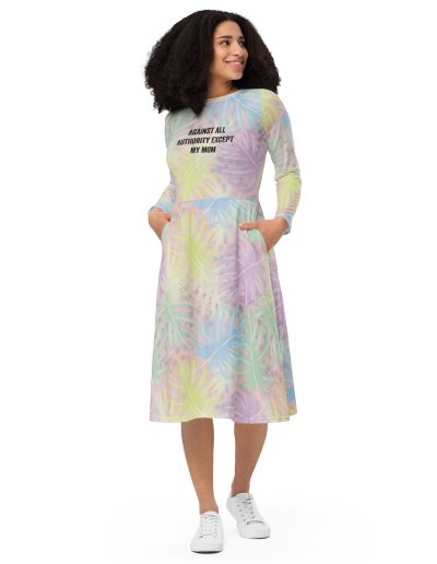 Against All Authority Except My Mom Long Sleeve Midi Dress