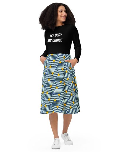 MY BODY MY CHOICE Feminist Long Sleeve Midi Dress