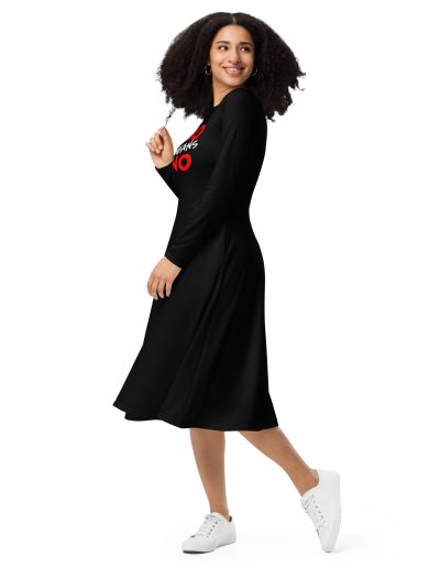 NO MEANS NO Feminist Long Sleeve Midi Dress