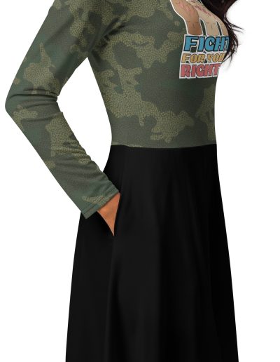 Fight For Your Rights Feminist Camo Long Sleeve Midi Dress