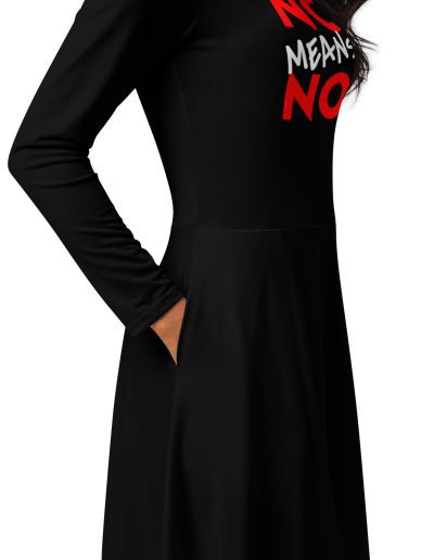 NO MEANS NO Feminist Long Sleeve Midi Dress