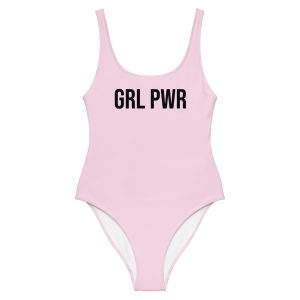 GRL PWR Feminist Pink One-Piece Swimsuit