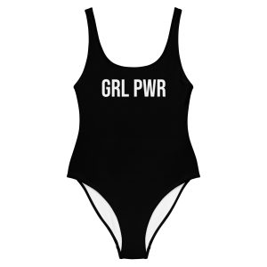 GRL PWR Feminist Black One-Piece Swimsuit