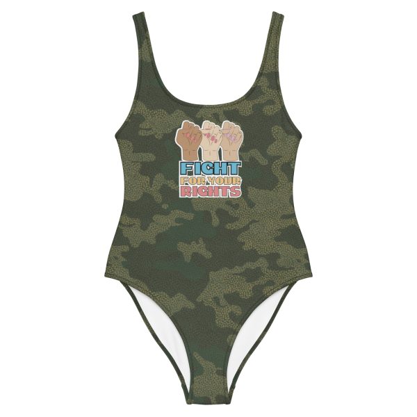 Fight For Your Rights Feminist Camo One-Piece Swimsuit
