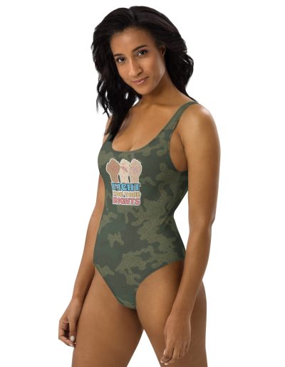 Fight For Your Rights Feminist Camo One-Piece Swimsuit