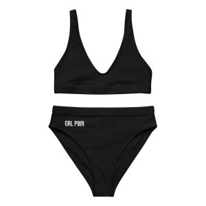 GRL PWR Feminist Black Recycled High-waisted Bikini