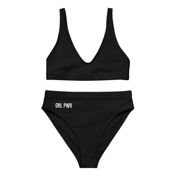 GRL PWR Feminist Black Recycled High-waisted Bikini