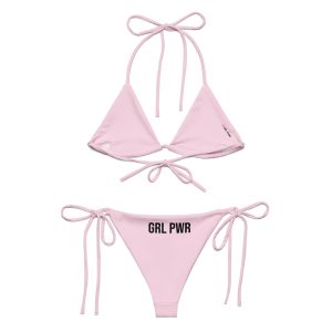 GRL PWR Feminist Pink Recycled String Bikini