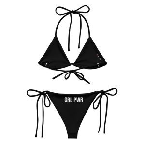 GRL PWR Feminist Black Recycled String Bikini