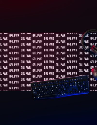 GRL PWR Feminist Black Gaming Mouse Pad