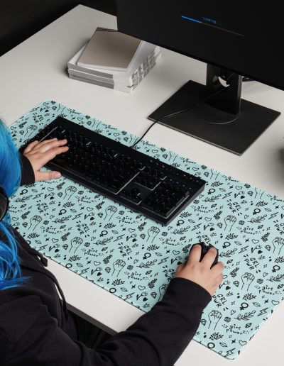 GRL PWR Feminist Doodle Gaming Mouse Pad