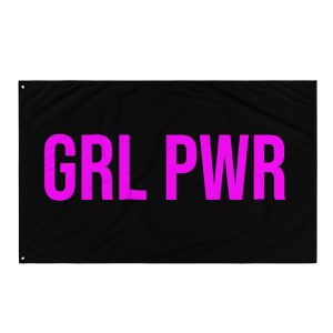 GRL PWR Purple Neon/Black Feminist Flag