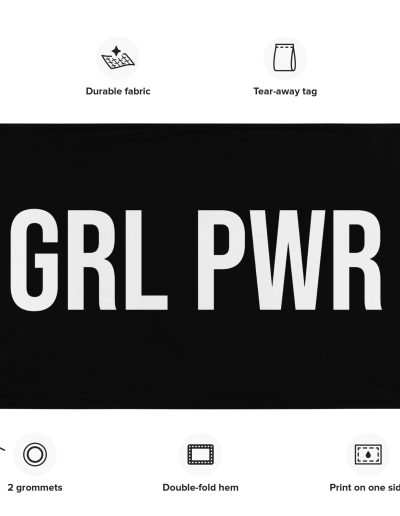 GRL PWR Feminist Black Flag