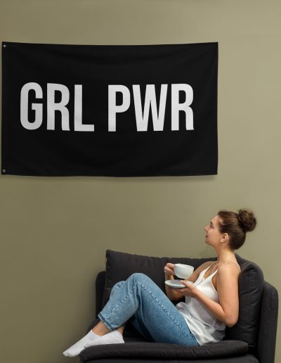 GRL PWR Feminist Black Flag