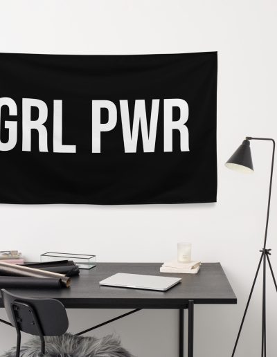 GRL PWR Feminist Black Flag