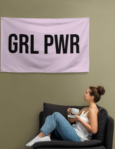 GRL PWR Pink Feminist Flag