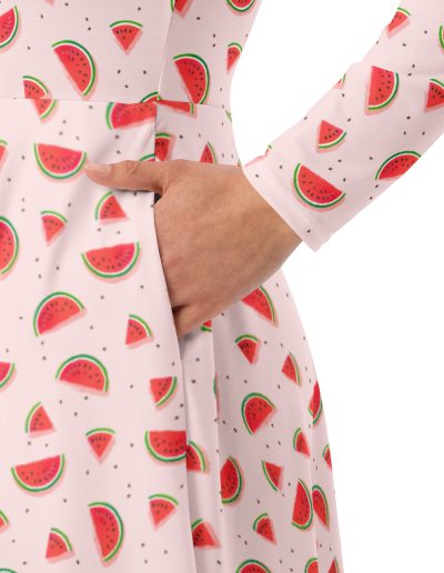 Watermelon Long Sleeve Midi Dress