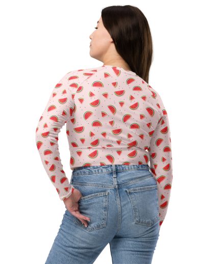 Watermelon Recycled Long-sleeve Crop Top