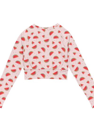 Watermelon Recycled Long-sleeve Crop Top