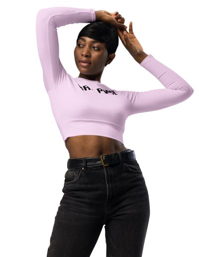 GRL PWR Feminist Pink Recycled Long-sleeve Crop Top