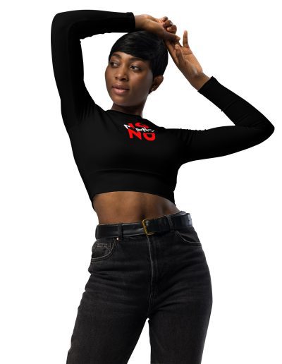 NO MEANS NO Feminist Recycled Long-sleeve Crop Top