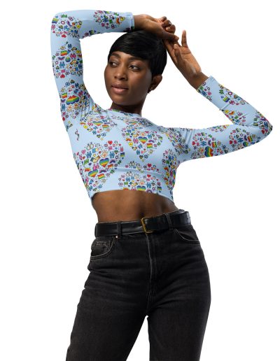 LGBT Pride Cute Icons Recycled Long-sleeve Crop Top