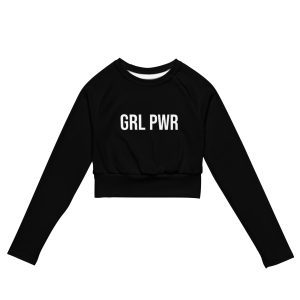 GRL PWR Feminist Black Recycled Long-sleeve Crop Top