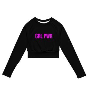 GRL PWR Purple Neon/Black Recycled Long-sleeve Crop Top