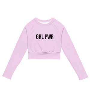 GRL PWR Feminist Pink Recycled Long-sleeve Crop Top