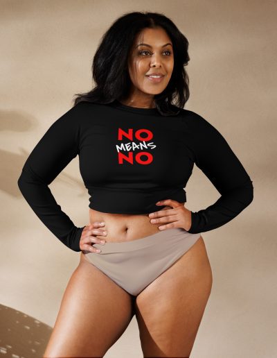 NO MEANS NO Feminist Recycled Long-sleeve Crop Top