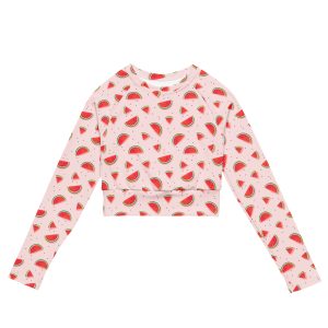 Watermelon Recycled Long-sleeve Crop Top
