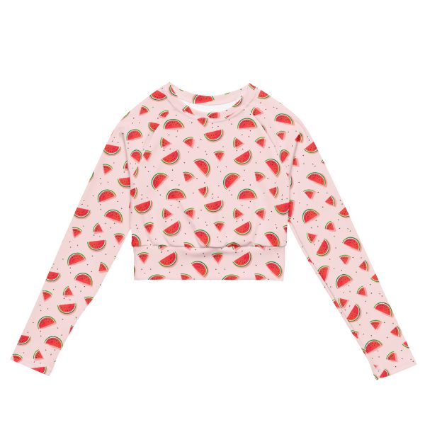 Watermelon Recycled Long-sleeve Crop Top