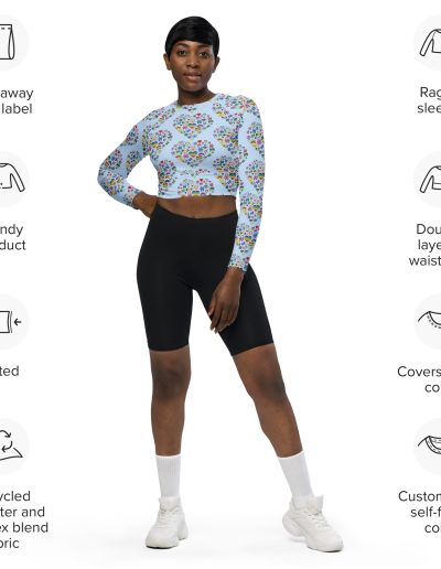 LGBT Pride Cute Icons Recycled Long-sleeve Crop Top