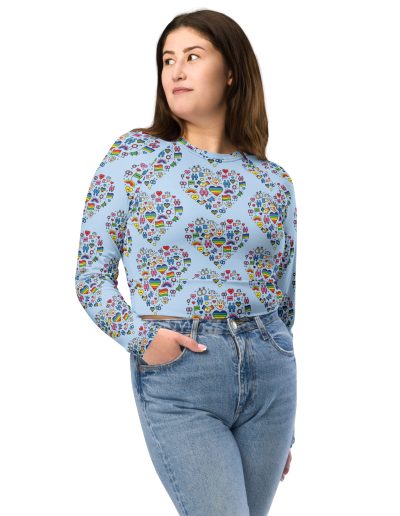 LGBT Pride Cute Icons Recycled Long-sleeve Crop Top