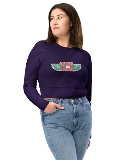 GRL PWR Wings Feminist Recycled Long-sleeve Crop Top